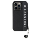 Apple iPhone 15 Pro Karl Lagerfeld PU Saffiano Rhinestone Charm tok (Fekete) – KLHCP15LPSAKDGCK