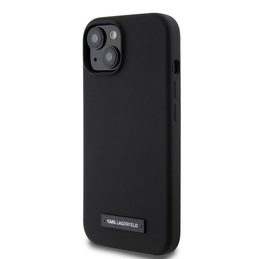 Apple iPhone 15 Negru Karl Lagerfeld Liquid Silicone Plaque MagSafe husă (Negru) – KLHMP15SSLMP1K