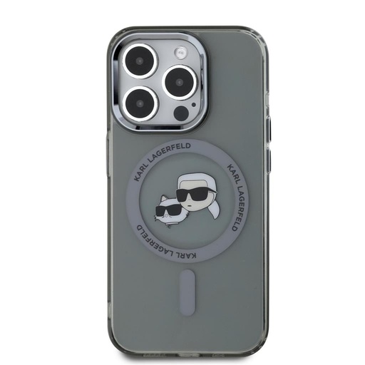 Apple iPhone 15 Pro Karl Lagerfeld IML K&CH Heads Metal Frame MagSafe husă (Negru) – KLHMP15LHLSKCK