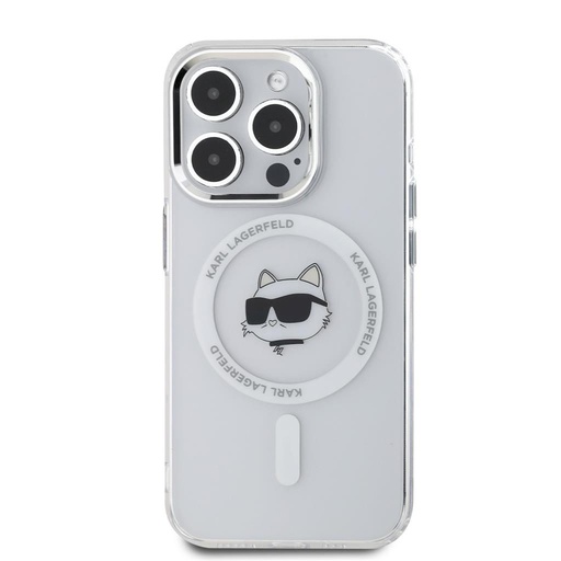 Apple iPhone 15 Pro Max Karl Lagerfeld IML Choupette Head Metal Frame MagSafe husă (Transparent) – KLHMP15XHLSCHH