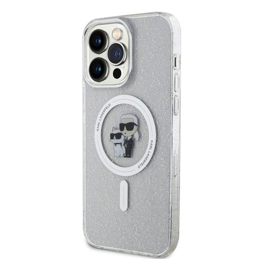 Apple iPhone 15 Pro Max Karl Lagerfeld IML Glitter Karl and Choupette MagSafe husă (Transparent) – KLHMP15XHGKCNOT