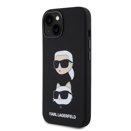 Apple iPhone 15 Karl Lagerfeld Liquid Silicone Karl and Choupette Heads husă spate (Negru - KLHCP15SSDHKCNK)