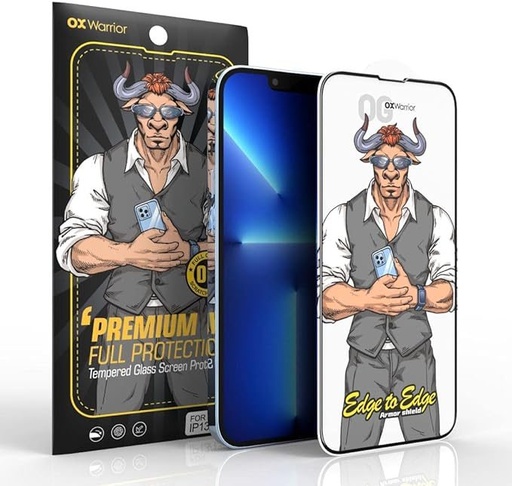 Apple iPhone 15 / 16 OX Warrior Mr. Boxer flexibil anti static rezistent sticlă securizată (Negru)