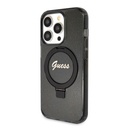 Apple iPhone 15 Pro Max Guess IML Ring Stand Glitter MagSafe tok (Fekete) - GUHMP15XHRSGSK