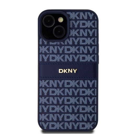 Apple iPhone 15 DKNY PU Leather Repeat Pattern Tonal Stripe husă spate (Albastru - DKHCP15SPRTHSLB)