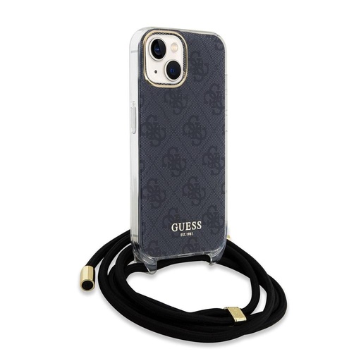 Apple iPhone 15 Guess IML 4G Crossbody Strap husă (Negru) - GUHCP15SHC4SEK