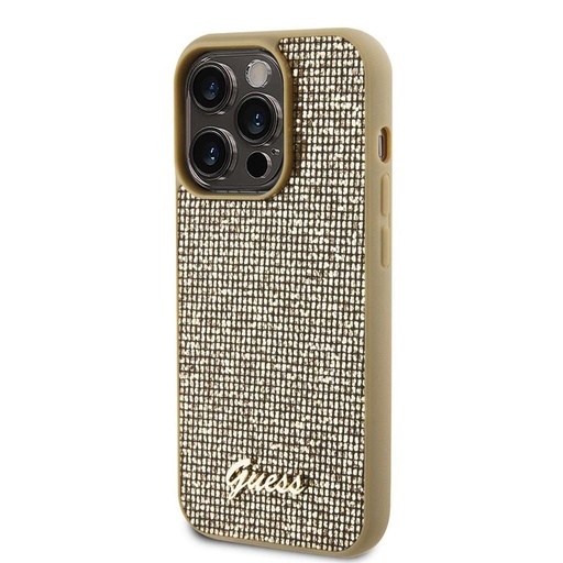Apple iPhone 15 Pro Guess PU Square Mirror Script Logo husă (Auriu) - GUHCP15LPMSDGSD