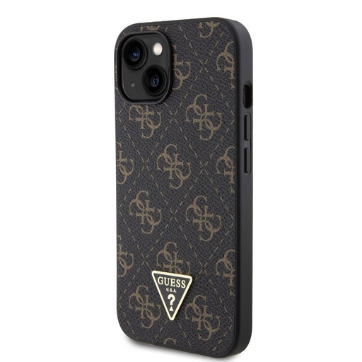 Apple iPhone 15 Guess PU Leather 4G Triangle Metal Logo husă (Negru) - GUHCP15SPG4GPK