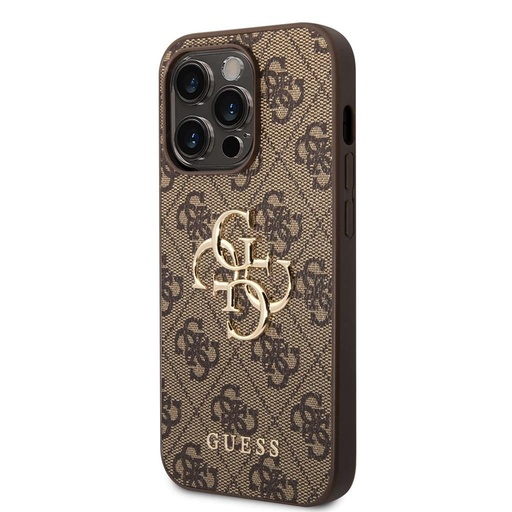 Apple iPhone 15 Pro Max Guess PU 4G Metal Logo husă (Maro) - GUHCP15X4GMGBR