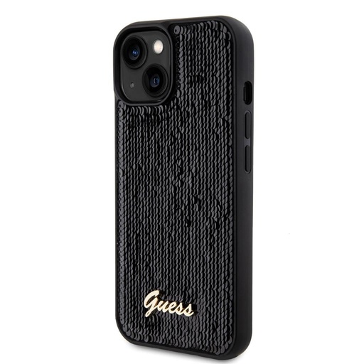 Apple iPhone 15 Guess Sequin Script Logo husă (Negru) - GUHCP15SPSFDGSK