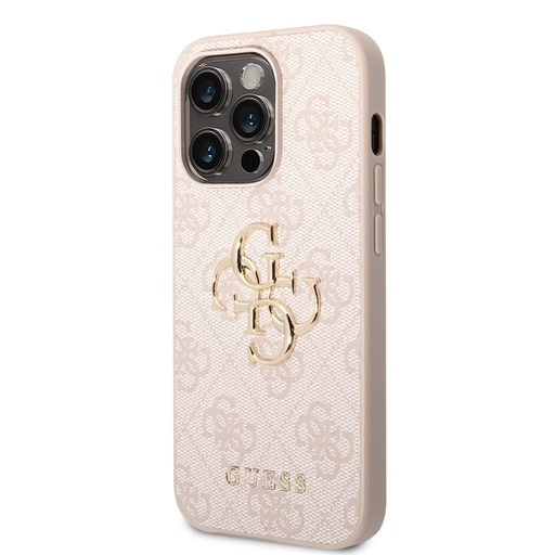 Apple iPhone 15 Pro Max Guess PU 4G Metal Logo husă (Roz) - GUHCP15X4GMGPI