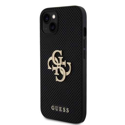 Apple iPhone 15 Guess PU Perforat 4G Glitter Metal Logo husă (Negru) - GUHCP15SPSP4LGK