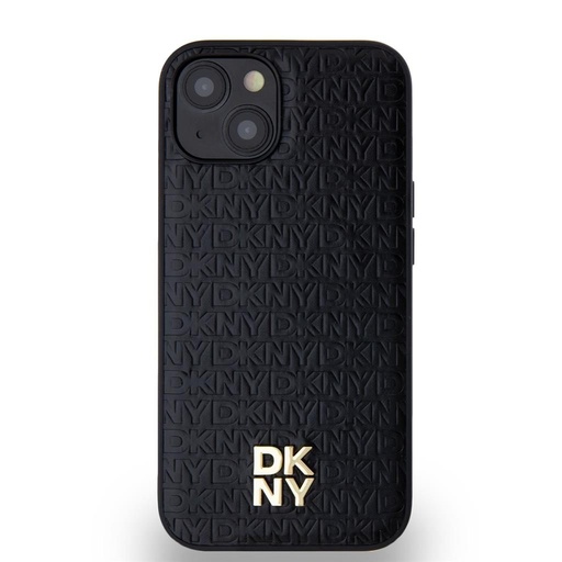 Apple iPhone 15 DKNY PU Leather Repeat Pattern Stack Logo MagSafe husă spate (Negru - DKHMP15SPSHRPSK)