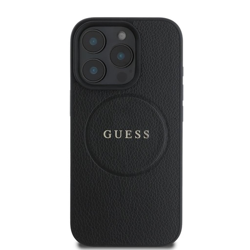 Apple iPhone 16 Pro Max Guess PU Grained Classic Logo MagSafe husă (Negru) - GUHMP16XPGHSMMK