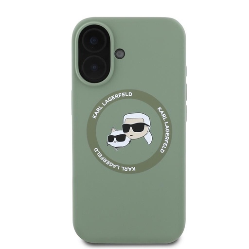 Apple iPhone 16 Karl Lagerfeld Liquid Silicone K&CH Heads MagSafe husă (Kaki) – KLHMP16SSKCHTCA