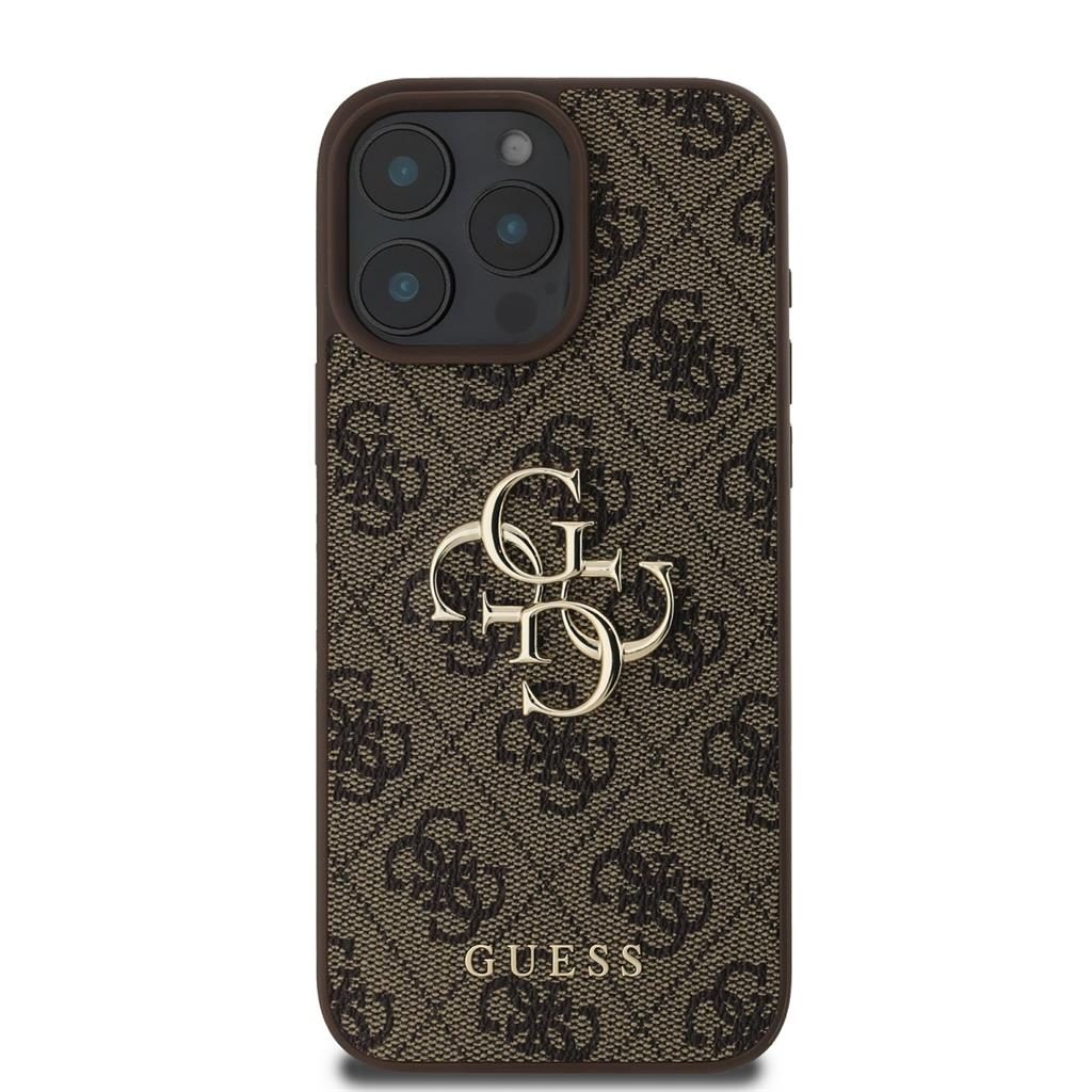 Apple iPhone 16 Pro Guess PU 4G Metal Logo tok (Barna) - GUHCP16L4GMGBR