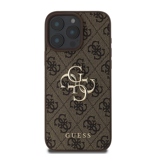 Apple iPhone 16 Pro Guess PU 4G Metal Logo husă (Maro) - GUHCP16L4GMGBR