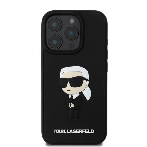 Apple iPhone 16 Pro Karl Lagerfeld 3D Iconic husă (Negru) – KLHCP16L3DRKINK