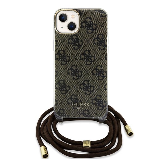 Apple iPhone 15 Guess IML 4G Crossbody Strap husă (Maro) - GUHCP15SHC4SEW