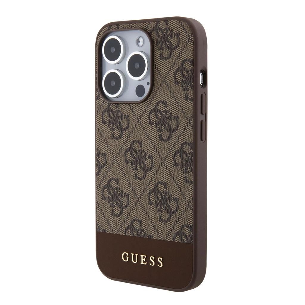 Apple iPhone 15 Pro Max Guess PU 4G Stripe MagSafe tok (Barna) - GUHMP15XG4GLBR