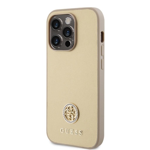 Apple iPhone 15 Pro Max Guess PU 4G Strass Metal Logo husă (Auriu) - GUHCP15XPS4DGPD