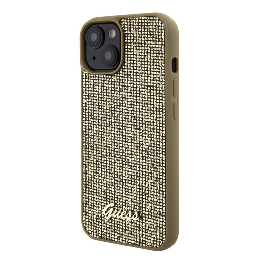 Apple iPhone 15 Guess PU Square Mirror Script Logo husă (Auriu) - GUHCP15SPMSDGSD