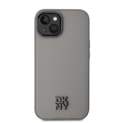 Apple iPhone 15 DKNY PU Leather Stack Logo Magsafe husă spate (Gri - DKHMP15SPSMCSLE)