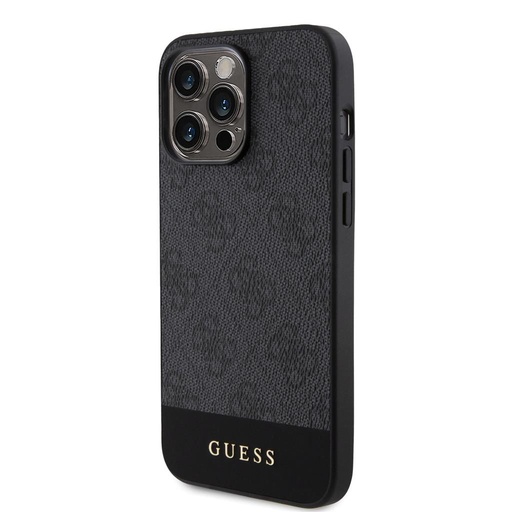 Apple iPhone 15 Pro Max Guess PU 4G Stripe MagSafe husă (Negru) - GUHMP15XG4GLGR