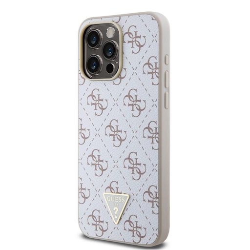 Apple iPhone 15 Pro Max Guess PU Leather 4G Triangle Metal Logo husă (Alb) - GUHCP15XPG4GPH