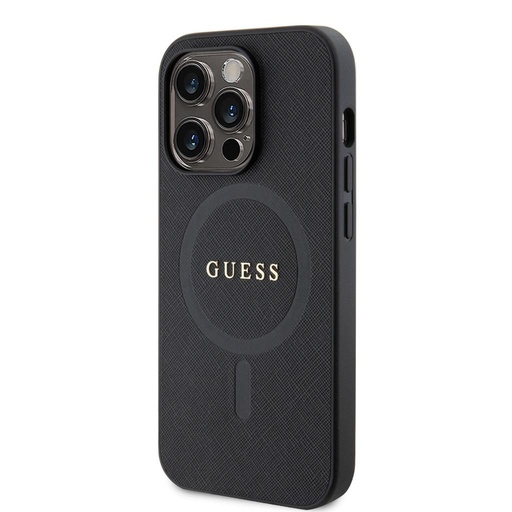 Apple iPhone 15 Pro Guess PU Saffiano MagSafe husă (Negru) - GUHMP15LPSAHMCK