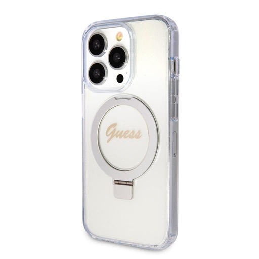 Apple iPhone 15 Pro Max Guess IML Ring Stand Glitter MagSafe husă (Transparent) - GUHMP15XHRSGSD
