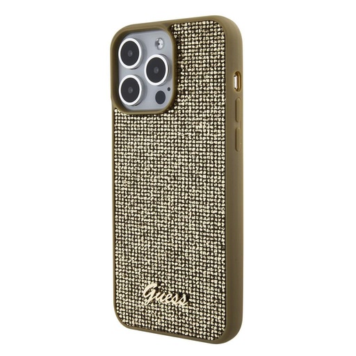 Apple iPhone 15 Pro Max Guess PU Square Mirror Script Logo husă (Auriu) - GUHCP15XPMSDGSD