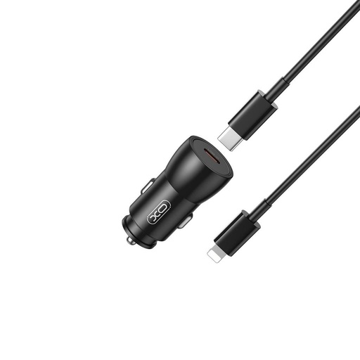 XO CC57 auto încărcător rapid (lightning cablu, PD încărcare rapidă) 25W (Negru)