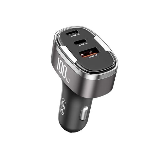 XO CC61 auto încărcător rapid 2 PD + QC 3.0 cu conector 100W (Negru)