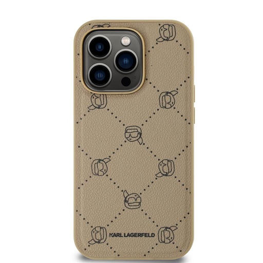 Apple iPhone 14 Pro Karl Lagerfeld PU Karl Heads Pattern MagSafe husă (Bej) – KLHMP14LPGKHPHE