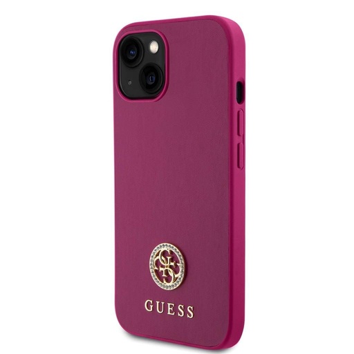 Apple iPhone 15 Guess PU 4G Strass Metal Logo husă (Roz) - GUHCP15SPS4DGPP