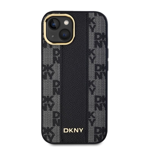 Apple iPhone 15 DKNY PU Leather Checkered Pattern Magsafe husă spate (Negru - DKHMP15SPCPVSLK)