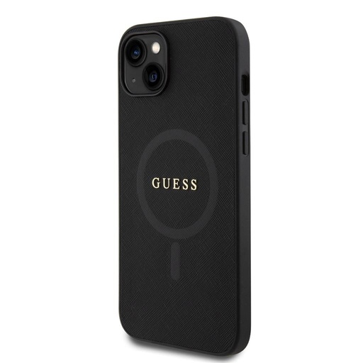 Apple iPhone 15 Guess PU Saffiano MagSafe husă (Negru) - GUHMP15SPSAHMCK