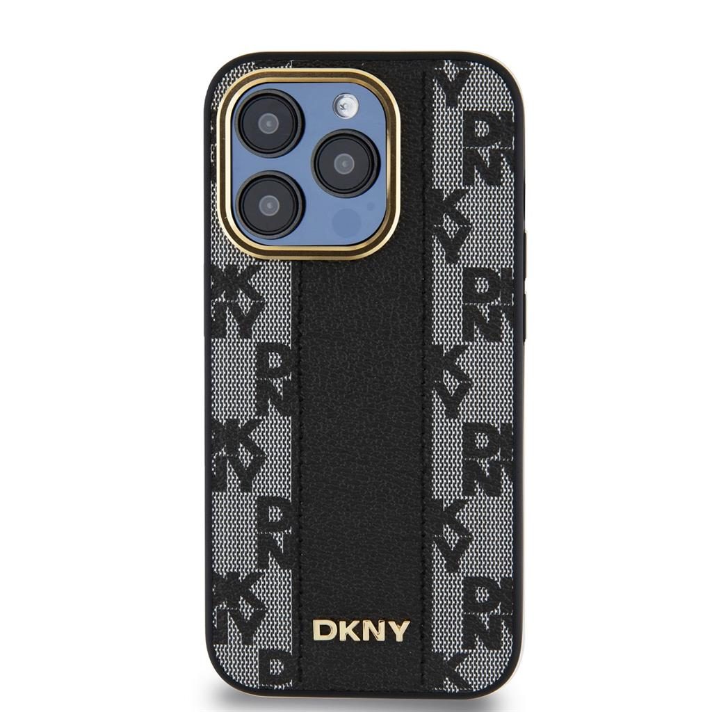 Apple iPhone 15 Pro Max DKNY PU Leather Checkered Pattern Magsafe hátlap tok (Fekete - DKHMP15XPCPVSLK)