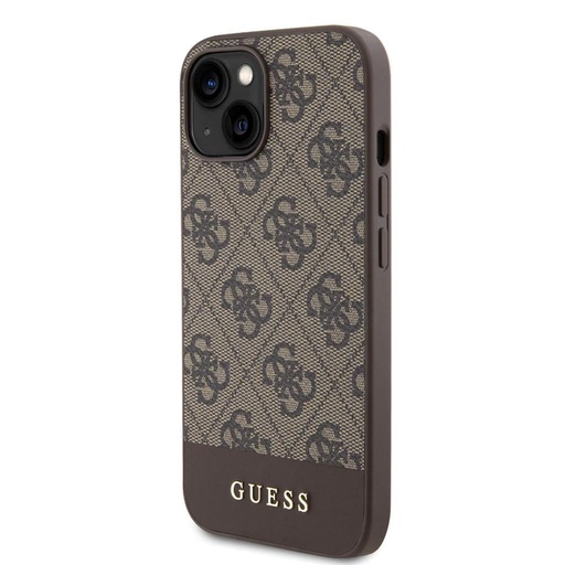 Apple iPhone 15 Guess PU 4G Stripe MagSafe husă (Maro) - GUHMP15SG4GLBR