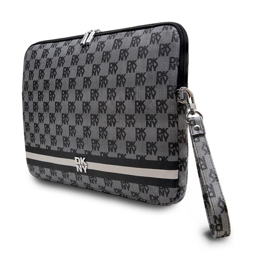 DKNY PU Leather Checkered Pattern and Stripe Laptop husă 15" - 16" (Negru - DKCS16PVSHLK)