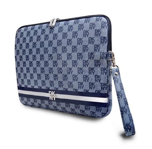 DKNY PU Leather Checkered Pattern and Stripe Laptop husă 13" - 14" (Albastru) - DKCS14PVSHLB)