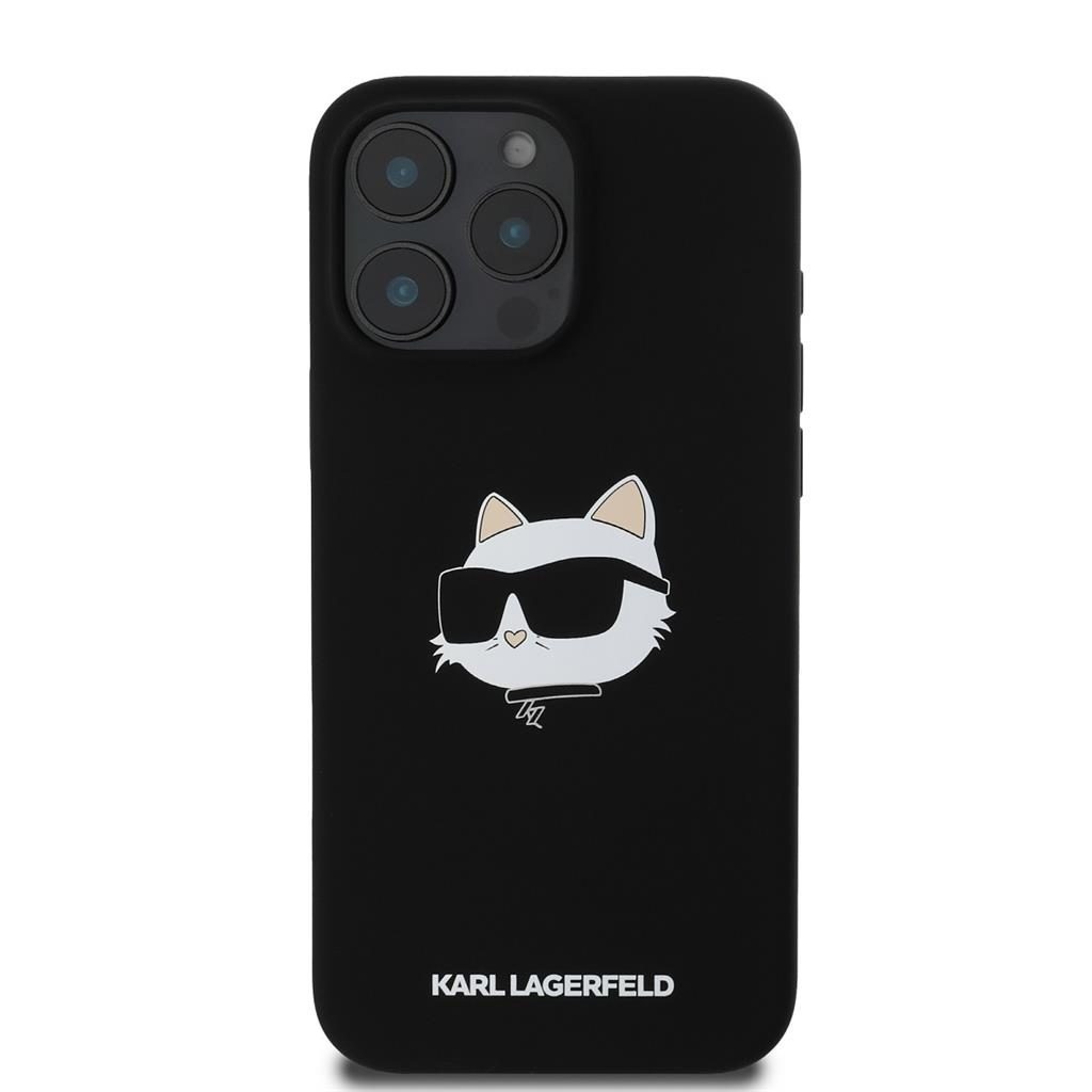 Apple iPhone 16 Pro Karl Lagerfeld Liquid Silicone Choupette Head MagSafe tok (Fekete) – KLHMP16LSCHPPLK