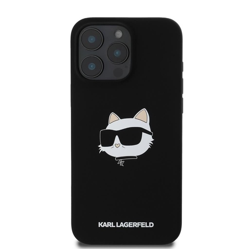 Apple iPhone 16 Pro Karl Lagerfeld Liquid Silicone Choupette Head MagSafe husă (Negru) – KLHMP16LSCHPPLK