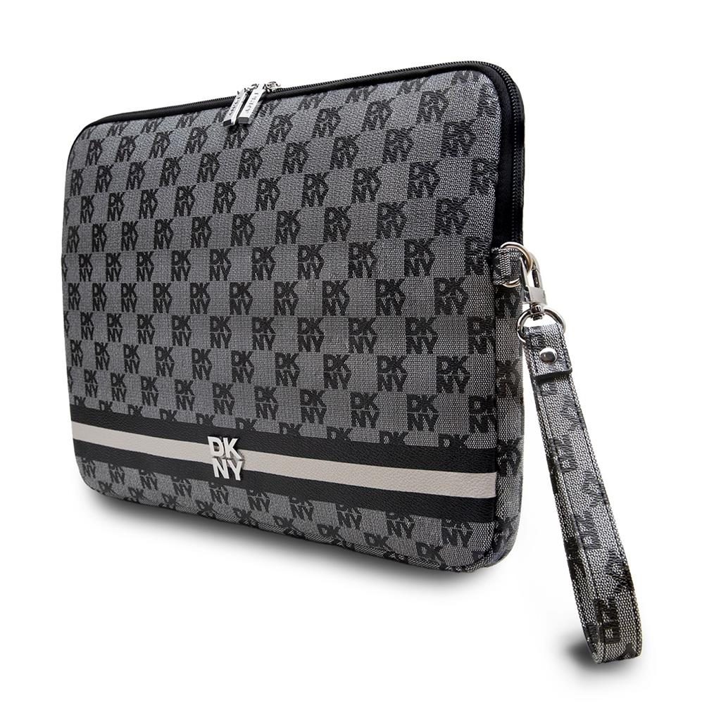DKNY PU Leather Checkered Pattern and Stripe Laptop tok 13" - 14" (Fekete - DKCS14PVSHLK)