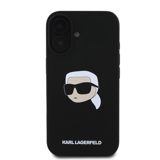 Apple iPhone 16 Karl Lagerfeld Liquid Silicone Karl Head MagSafe husă (Negru) – KLHMP16SSKHPPLK