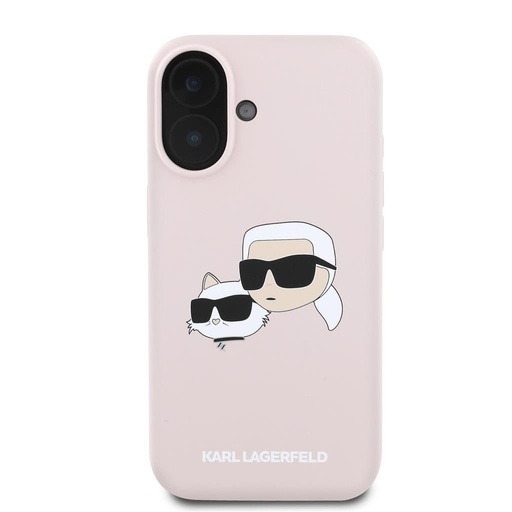 Apple iPhone 16 Karl Lagerfeld Liquid Silicone Double Heads MagSafe husă (Roz) – KLHMP16SSKCHPPLP
