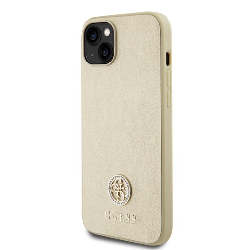 Apple iPhone 15 Guess PU 4G Strass Metal Logo husă (Auriu) - GUHCP15SPS4DGPD