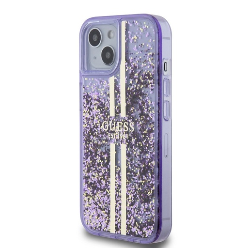 Apple iPhone 15 Guess Liquid Glitter Auriu Stripe husă (Mov) - GUHCP15SLFCSEGU
