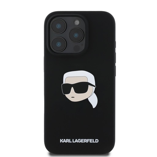 Apple iPhone 16 Pro Max Negru Karl Lagerfeld Liquid Silicone Karl Head MagSafe husă (Negru) – KLHMP16XSKHPPLK